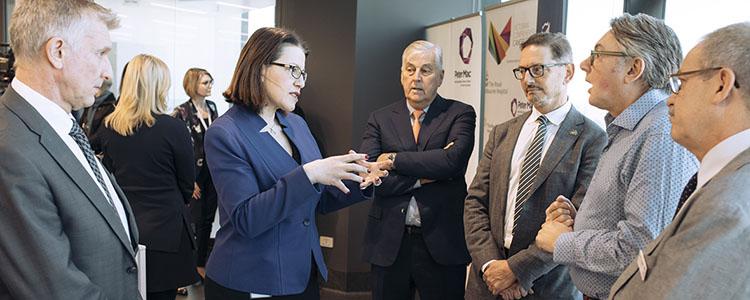 Jenny Mikakos talking Centre for Cancer Immunotherapy opening Jenny Mikakos talking to key contributors to the Centre for Cancer Immunotherapy opening